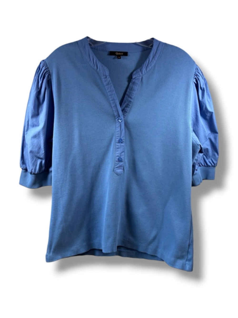 Quince Short Sleeve Ribbed Tee in Blue Size XL